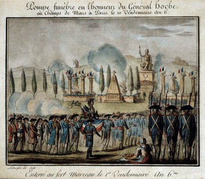 French Revolution: “” Ceremony of funebre pump in honor of General Lazare Hoche (1768-1797) at the Champs de Mars in Paris on the 10th of Friday year 6”” Engraving of 1797. Versailles, Lambinet museum 作者 法语学校
