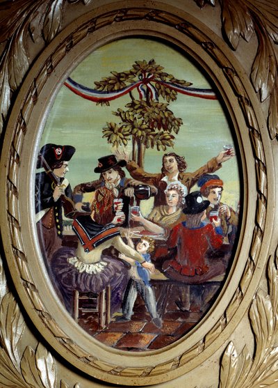 French Revolution: “” The Republican Meal at Cafe Le Procope in Paris”” Anonymous painting. 18th century Paris, Le Procope 作者 法语学校