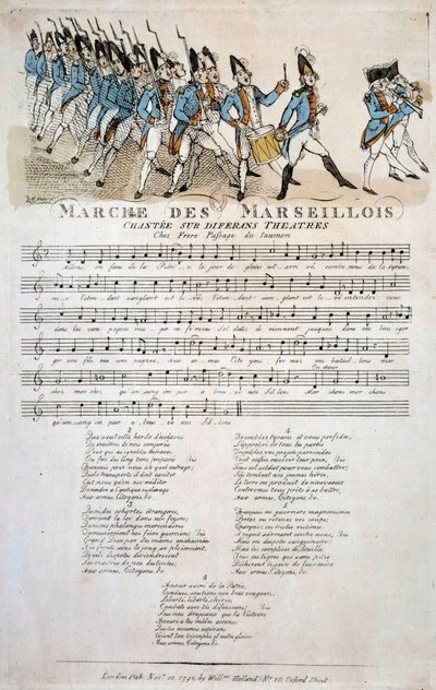 法国大革命：克劳德-巴尔巴斯特雷（1724-1799 年）的《马赛曲》乐谱，法国国歌《马赛曲》主题变奏曲。1792 年 11 月 巴黎，阿森纳图书馆 作者 法语学校