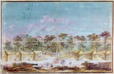 1763年，法国殖民者在圭亚那库鲁海滩定居（纸上写着） 作者 法语学校