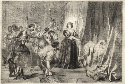 Fronde - 人民要求见国王。巴黎，皇家宫，1651年2月9日--弗朗德：1651年2月9日晚，在皇家宫，奥地利的安妮（1601-1666）向被称为索莱尔国王（King Soleil或路易大帝）的路易十四展示了他的作品。 作者 法语学校