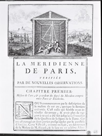 1744年Cesar-Francois Cassini de Thury的La Meridienne de Paris第一章的头版 作者 法语学校