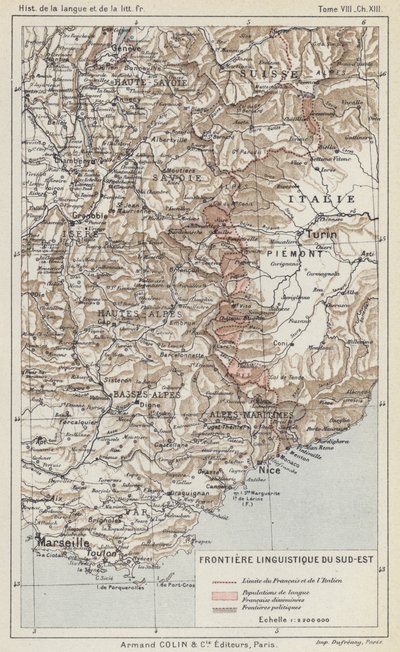 Frontiere Linguistique du Sud-Est (colour litho) 作者 法语学校