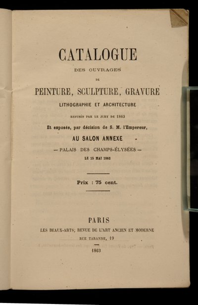 1863年Salon des Refuses目录的主题 作者 法语学校