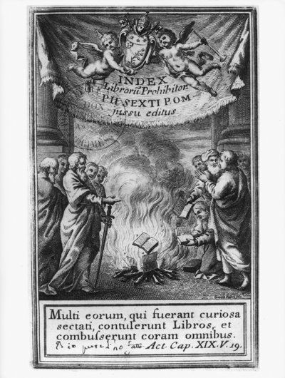 书籍Prohibitorum指数的卷首描绘汽车达铁，1786 作者 法语学校