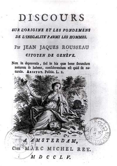 Jean-Jacques Rousseau（1712-78）c.1755演讲人类不平等的起源和基础的演讲 作者 法语学校
