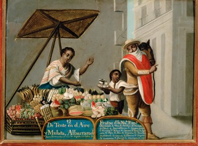 列有墨西哥奇异水果清单的水果摊 作者 法语学校