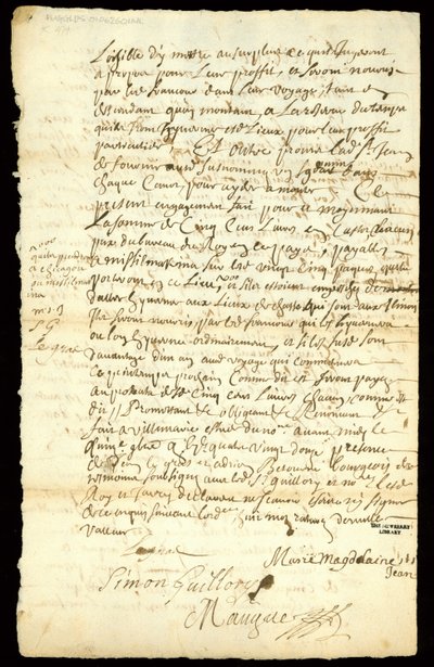 1692年，在Franilis Francoeur和四艘货运公司之间签订毛皮贸易合同，在Michilimackinac和芝加哥购买beaverpelts（另见332318） 作者 法语学校