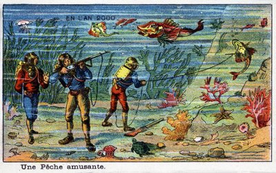 Futuredays: A Nineteenth Century Vision of the Year 2000 Series: A Fun Fishing (Under the Sea). Chromolithography by Villemard 作者 法语学校