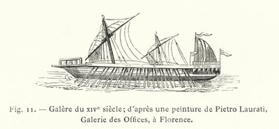 14 世纪的厨房； 出自 Pietro Laurati 的一幅画，佛罗伦萨乌菲兹美术馆（版画） 作者 法语学校