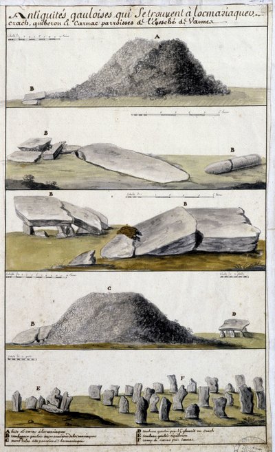 位于 Eveche de Vanne 教区的 Locmaziaquev、Crach、Quiberon 和 Carnac 的高卢古物 - 在 Robien 的““布列塔尼的历史、地形和自然描述”中 作者 法语学校