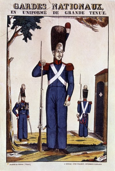 身着极具吸引力的制服的国民警卫队 - 乔治·埃皮纳勒 (Epinal) 的形象，编着。 佩莱林 作者 French School