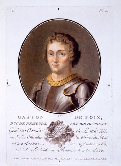 Gaston de Foix，Duc de Nemours，来自伟人，杰出女性和法国令人难忘的主题肖像，出版于1787-92 作者 法语学校
