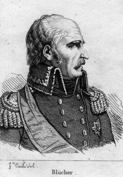Gebhard Leberecht，Blucher von Wahlstatt王子（1742-1819），普鲁士的马歇尔。19世纪的雕版画。 作者 法语学校