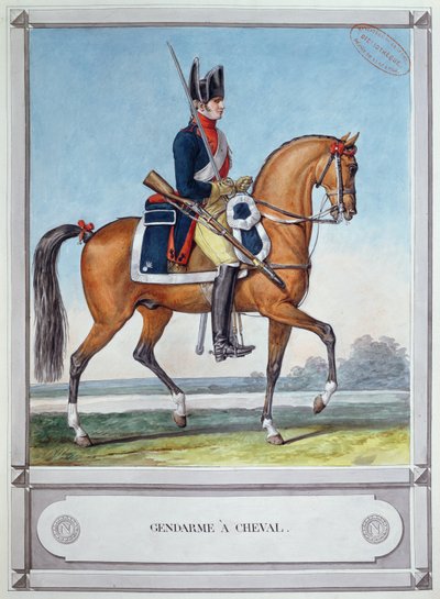 宪兵骑在马上，c。 1812 作者 法语学校