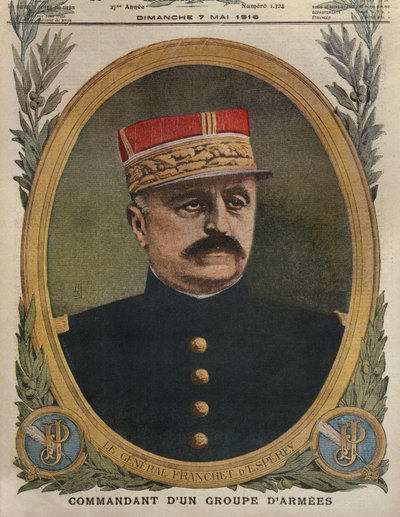 军队集团的Franchet dEsperey将军，Le Petit Journal的封面插图，补充说明，1916年5月7日 作者 法语学校