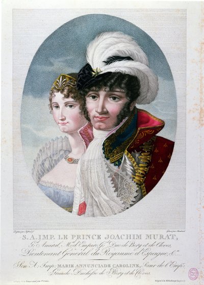Joachim Murat将军（1767-1815）和他的妻子Caroline Bonaparte（1782-1839） 作者 法语学校