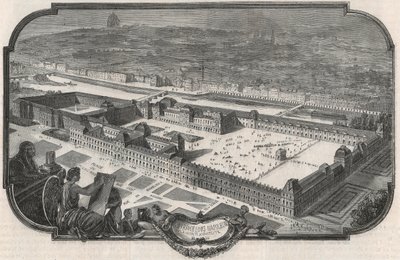 1852年卢浮宫和杜伊勒里宫的概况--埃德蒙-特克西尔1852年《巴黎表》中的版画 作者 法语学校