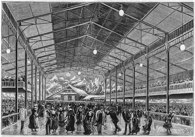 1892年，巴黎Rue de clichy的人工滑冰室 "Le pole nord "的总视图。 作者 法语学校