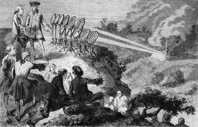Georges-Louis Leclerc（1707-88）Count de Buffon在Montbard的干草堆上试验炽烈的镜子，来自Louis Figuier的La Vie des Savants Illustres，于1872年在巴黎出版（bw p 作者 法语学校