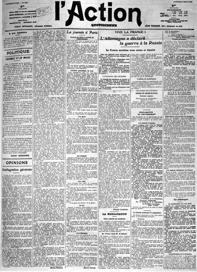 德国对俄罗斯宣战 - 1914 年 2 月 8 日每日“L