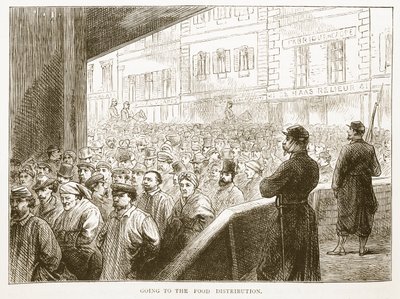 去食品分发，插图来自卡塞尔斯法国和德国之间的战争历史，1870-1871 作者 法语学校