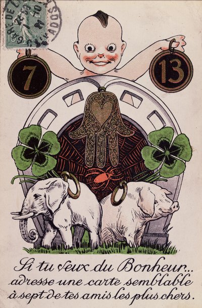 祝你好运卡，c.1920 作者 法语学校