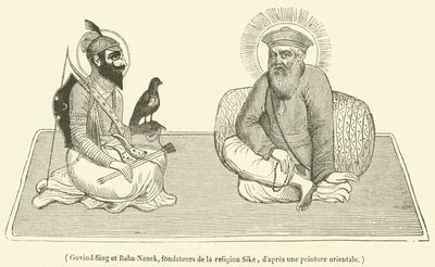 Govind Sing et Baba-Nanek, fondateurs de la religion Sike (engraving) 作者 法语学校