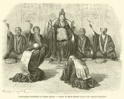 Grand-pretre bouddhiste se faisant adorer (engraving) 作者 法语学校