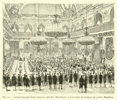 在拿破仑王子结婚之际，盛大的宴会在Salle des Marechaux举行 作者 法语学校