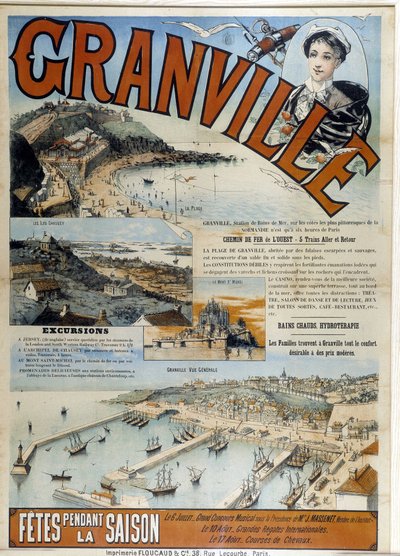 Granville - 西部铁路广告海报，19 世纪末 作者 法语学校