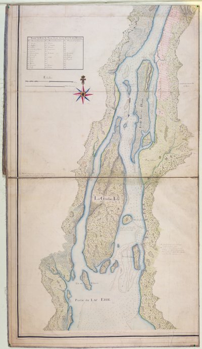 格罗斯岛和伊利湖的一部分，1796年（纸笔，墨水和纸张） 作者 法语学校