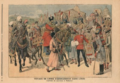 Habibullah Kahn（1872-1919）阿富汗埃米尔抵达印度白沙瓦，插图来自&39;Le Petit Journal&39;，补充说明，1907年1月20日 作者 法语学校
