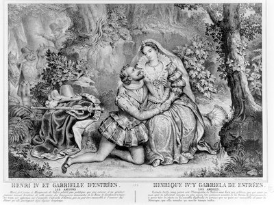Henri IV（1553-1610），法国国王和Gabrielle dEstrees（1573-99） 作者 法语学校