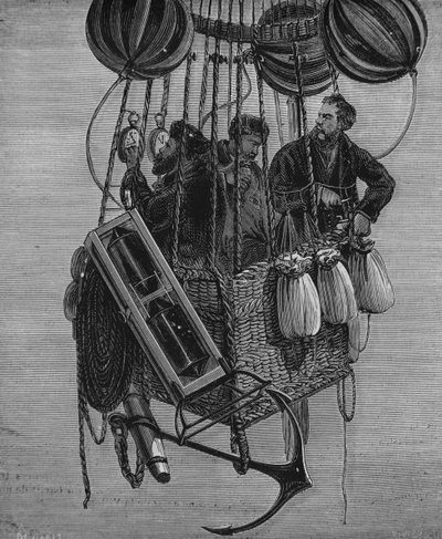 Henri Theodore Sivel（1834-75），Joseph Croce Spinelli和Gerard Tissandier在气球Zenith的缆车上，1875年4月15日 作者 法语学校