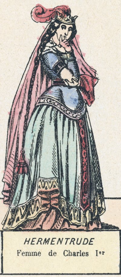 Hermentrude，查理一世的妻子（彩色版画） 作者 法语学校