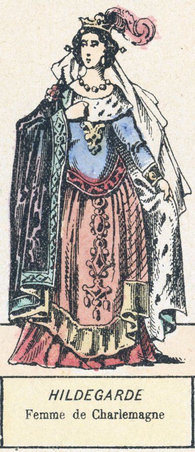 希尔德加德，查理曼的妻子（彩色版画） 作者 法语学校