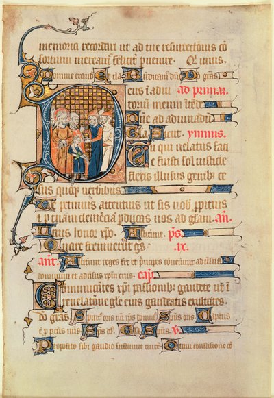 历史上的初始D来自Psalter，1340（wc on vellum） 作者 法语学校