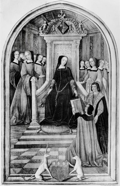 1518年在Amiens向Savoy的Louise（1476-1531）致敬，来自A.Godard雕刻的&39;Les Chants Royaux&39; 作者 法语学校