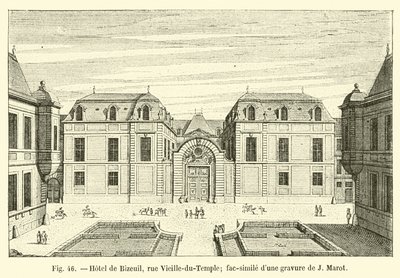 Hotel de Bizeuil，rue Vieille-du-Temple;由J Marot雕刻的相似物 作者 法语学校