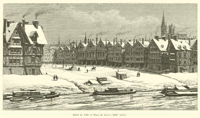 市政厅和Place de Greve，13世纪 作者 法语学校
