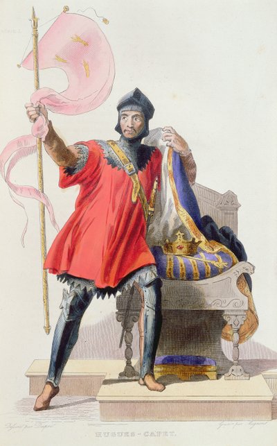 Hugues I Capet（941-996），法国国王，来自法国普鲁塔克的E.Mennechet，1835年（彩色版画） 作者 法语学校