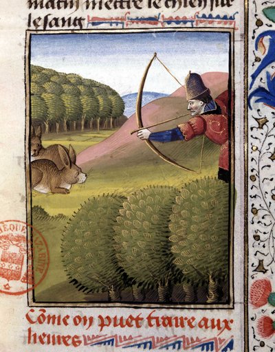 Hunting a bow: hare - in “” Book of Hunting by Gaston Phoebus, Count of Foix, Lord of Béarn”” 作者 法语学校