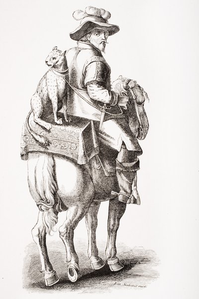 在Jan Stradan（1523-1605）之后，由Paul Lacroix（1806-84）发表的“Le Moyen Age et La Renaissance”中的豹子狩猎发表于1847年 作者 法语学校