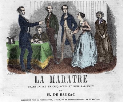 La Maratre "的插图，由Honore de Balzac创作的五幕八画的戏剧。 作者 法语学校