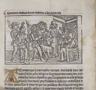 来自Le Livre du Roy Modus et de la Reine Racio的插图，Henri Ferrieres，1486（木刻和凸版印刷） 作者 法语学校