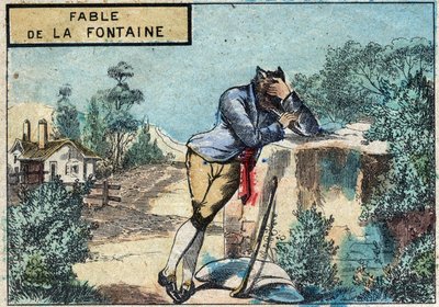 Jean de la Fontaine（1621-1695）的寓言插图：狼变成了牧羊人。19世纪末的埃皮纳尔成像。 作者 法语学校