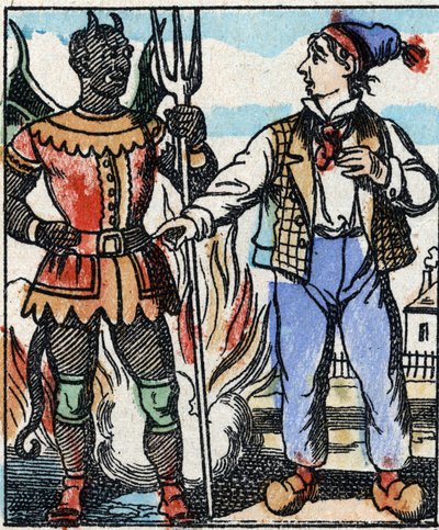 恶魔之叉 "故事的插图，木刻版画，来自Imaging Pellerin - Epinal, sd.19世纪晚期。 作者 French School