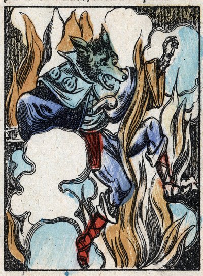 Illustration of the tale “The wolf, the goat and the seven biquets “” Wood engraving from Imaging Pellerin - Epinal, sd. Late 19th century. 作者 法语学校