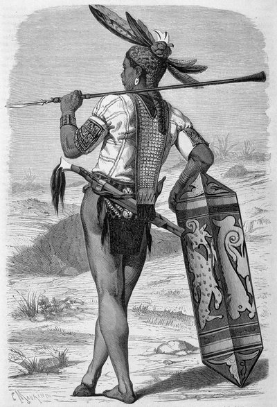 1870 年至 1871 年在“Le Tour du monde”版本中发表的插图描绘了婆罗洲岛上的达雅克人（土著）。 雕刻。 作者 法语学校